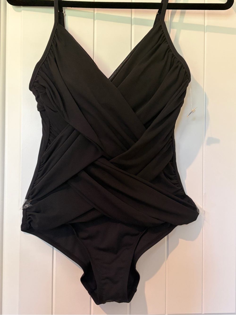 New! Ann Cole underwire mesh bathing suit one piece swimsuit black medium